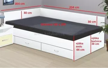 Dřevěná postel Renáta bílá - rozměry