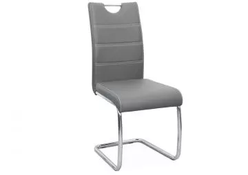 Jídelní židle Abira - Ekokůže světle šedá/světlé šití/chrom