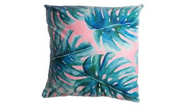 Povlak na polštář Tropical - palmové listy/ růžová