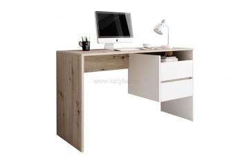 PC stůl Tulio, dub artisan/bílý mat