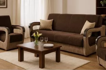 Sedac� souprava Vanya 3f 1 1 Vogue 6/3 hn�do b�ov� se d�evem v interi�ru