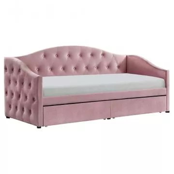 Postel s úložným prostorem, 90x200, růžová Velvet látka, ZASKA