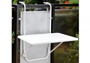 Závěsný balkonový stolek kovový, bílý