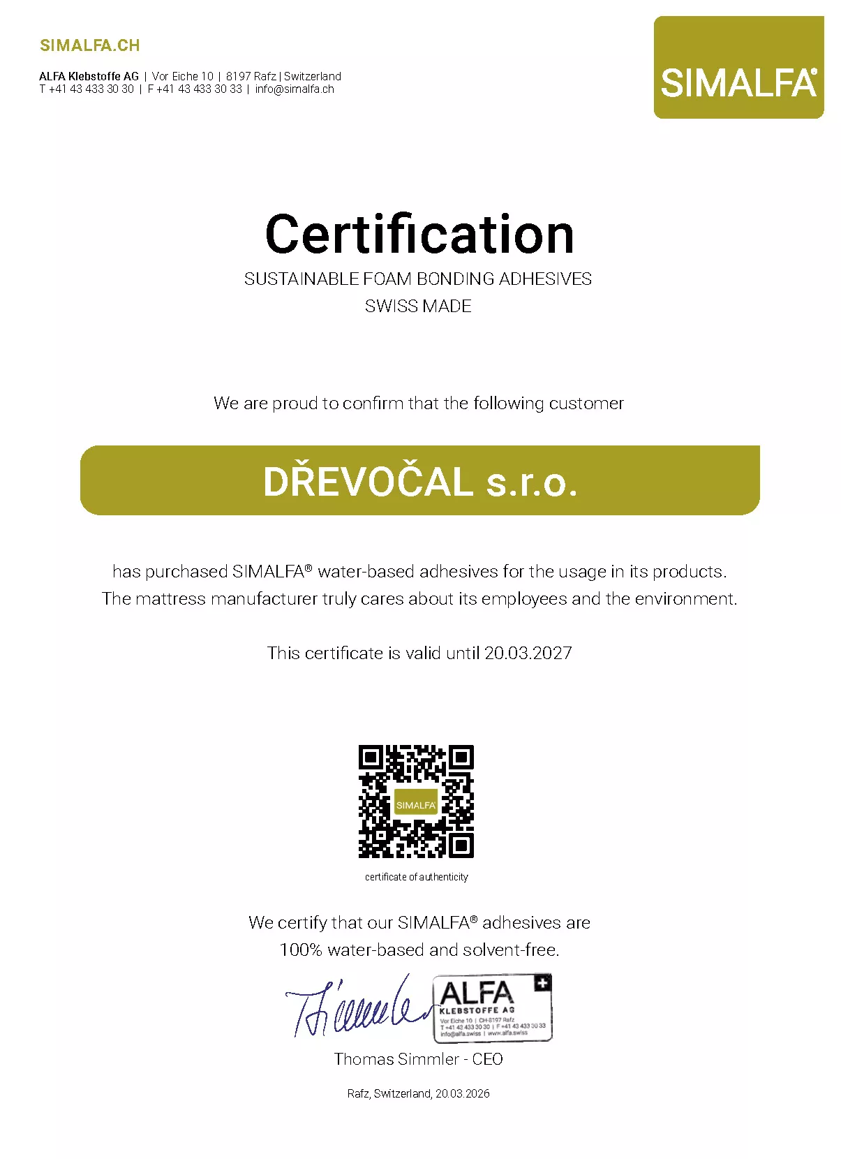 Certifikát Certifikát