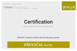 Certifikát lepidla na vodní bázi Certifikát lepidla na vodní bázi