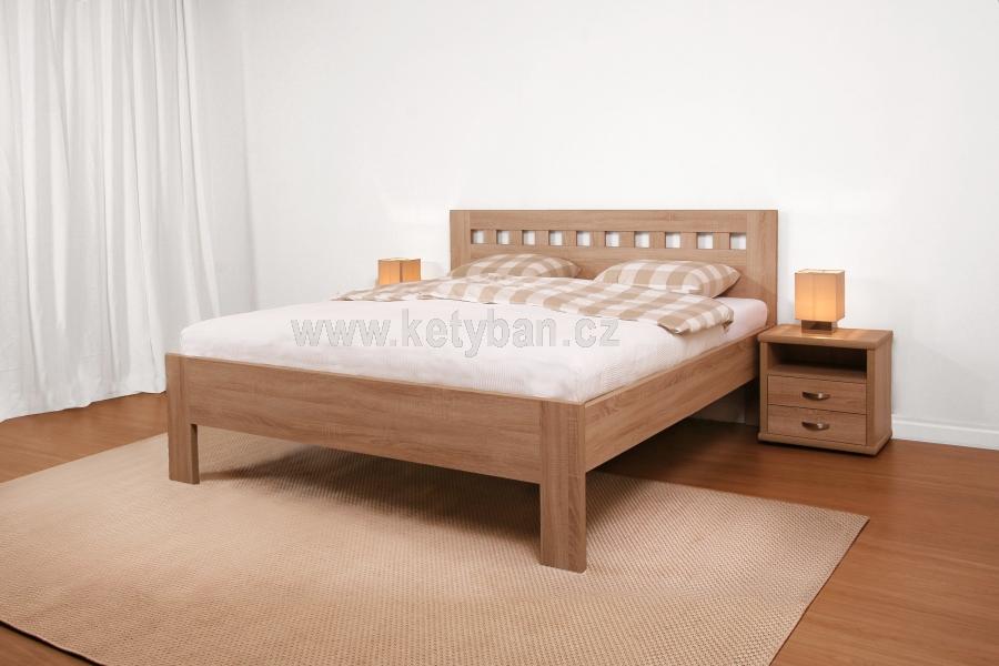 Dřevěná postel Ella Mosaic rovné rohy